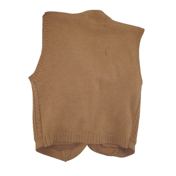 Ralph Lauren Kids L Camel Hair Cable Knit Vest Tan Button Sweater Hong Kong VTG - Picture 2 of 6